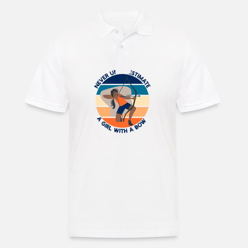 Unterschätze niemals ein Mädchen mit einem Bogenbogenschießen - Männer Poloshirt - Weiß