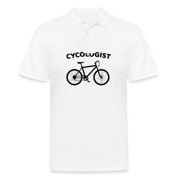 Cycologue Drôle de vélo de montagne Vélo de vélo - Polo Homme - blanc - Devant - Kai (181cm)