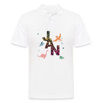 JAN - Schöner Jungen Name mit Dinosaurier - Männer Poloshirt - Weiß - Vorne - Kai (181cm)