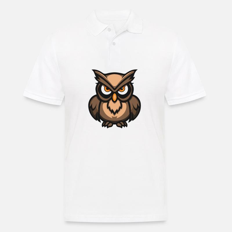 Eule Comic - Männer Poloshirt - Weiß