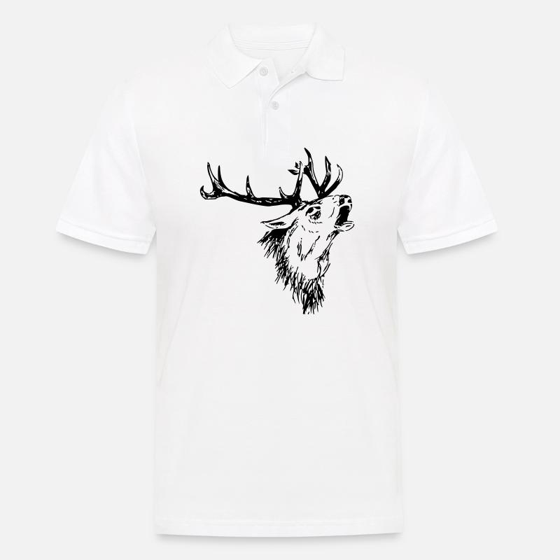 Hirsch - Männer Poloshirt - Weiß
