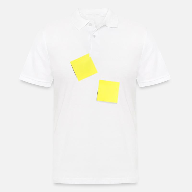 note jaune , adhésif , sticky note - Polo Homme - blanc