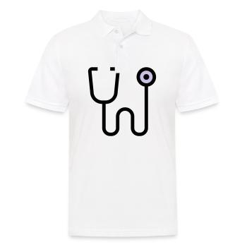 Stethoscop examination by the doctor physician - Men's Polo Shirt - white - Front - Kai (181cm)