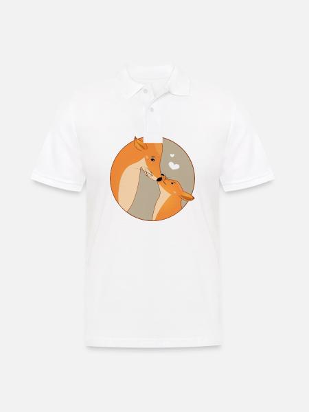 Animal Fox Love Familie Mor Barn Far - Herre poloshirt - hvid