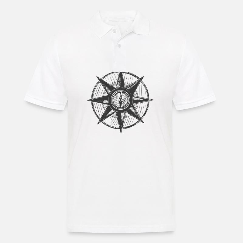 Kompass -gezeichnet - Retro -Seefahrt - Männer Poloshirt - Weiß