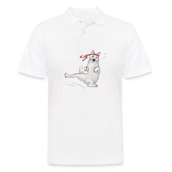 Katze beim Karate - Männer Poloshirt - Weiß - Vorne - Kai (181cm)