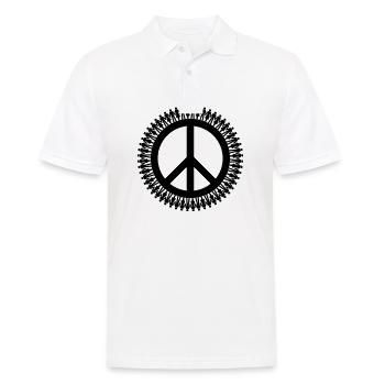 Gender Equality & Piece | Diversität & Frieden - Männer Poloshirt - Weiß - Vorne - Kai (181cm)