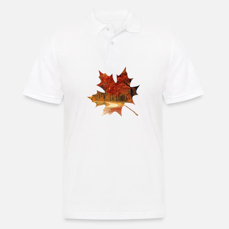 Feuillage de forêt de feuille d'érable automne - Polo Homme - blanc