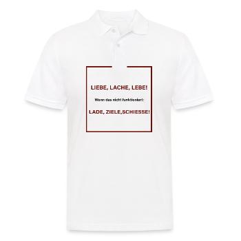 Liebe, Lache, Lebe! Spruch Shirt Geschenkidee - Männer Poloshirt - Weiß - Vorne - Kai (181cm)