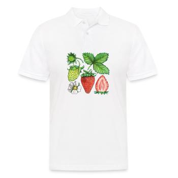 Erdbeeren - Männer Poloshirt - Weiß - Vorne - Kai (181cm)