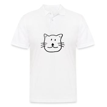 Sweet Cat (Drawing) #WHITE - Men's Polo Shirt - white - Front - Kai (181cm)