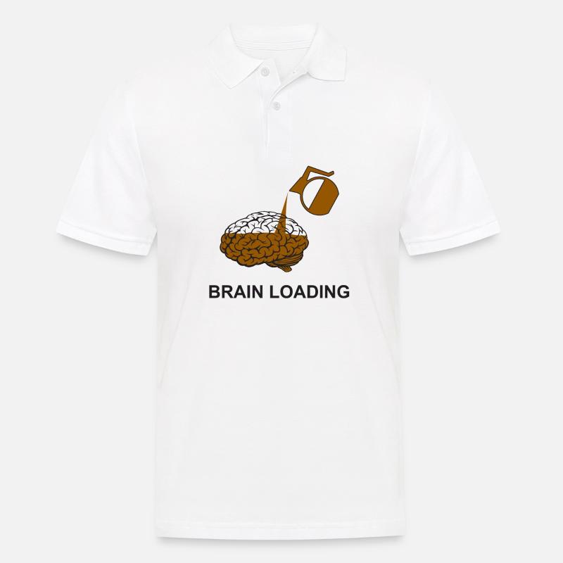 Brain loading by coffee - Männer Poloshirt - Weiß