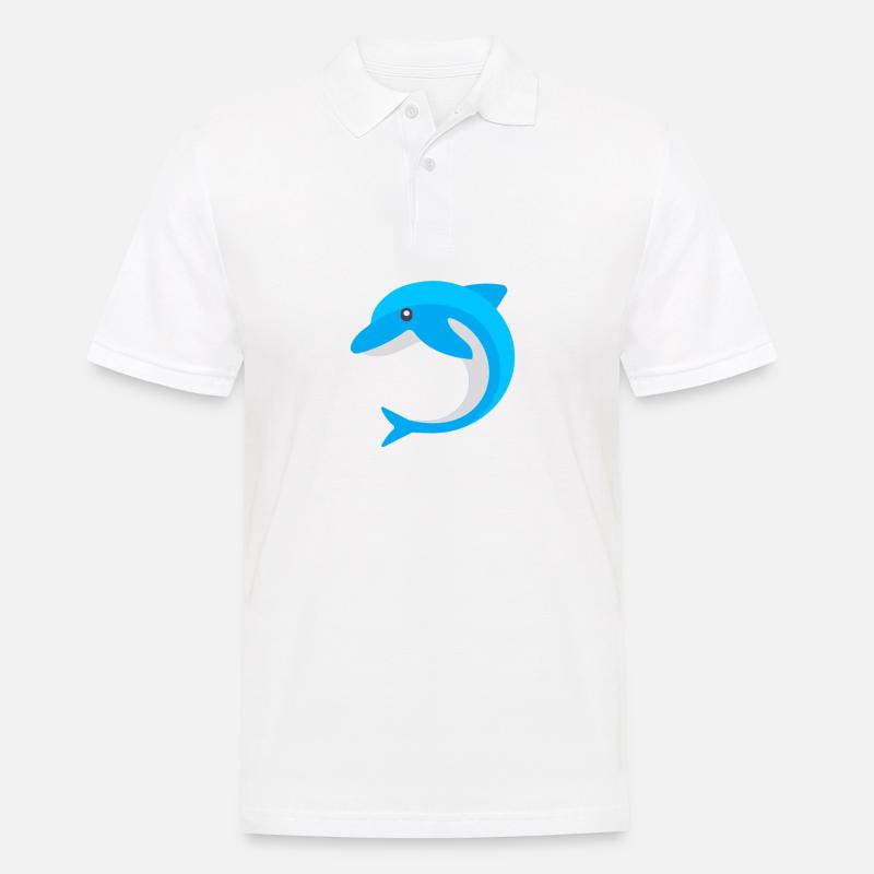 blauer Delphin - Männer Poloshirt - Weiß