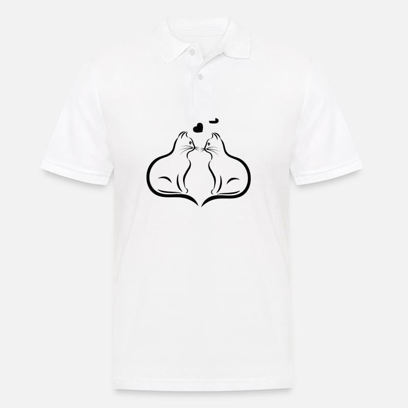 Zwei Katzen - Männer Poloshirt - Weiß