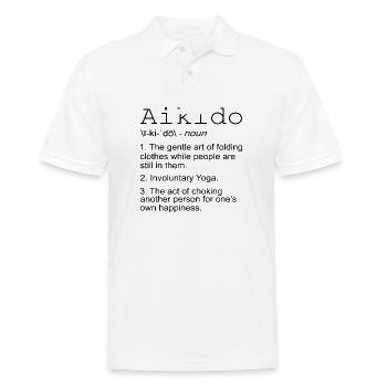 Aikido - Männer Poloshirt - Weiß - Vorne - Kai (181cm)