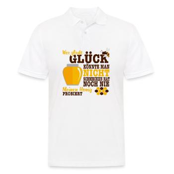 Glück honig Geschenk Biene Imker Spruch Insekt - Männer Poloshirt - Weiß - Vorne - Kai (181cm)