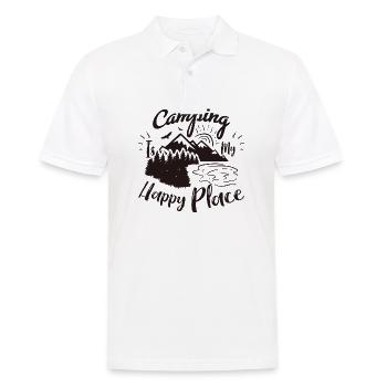 Le camping est mon endroit heureux - Polo Homme - blanc - Devant - Kai (181cm)