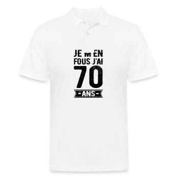 JE M'EN FOUS J'AI 70 ANS - Polo Homme - blanc - Devant - Kai (181cm)