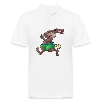 Zu Spät! - Hase mit Uhr - Männer Poloshirt - Weiß - Vorne - Kai (181cm)