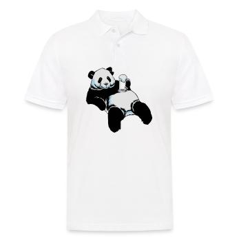 Partnershirt Panda - Papa - Men's Polo Shirt - white - Front - Kai (181cm)