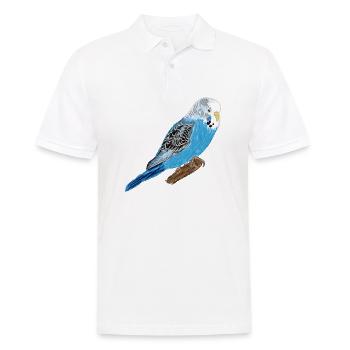 Perruche bleue / Blue Budgie I - Polo Homme - blanc - Devant - Kai (181cm)