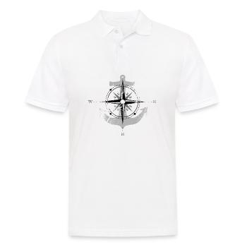 Boussole Ancre Boussole Maritime motif gris - Polo Homme - blanc - Devant - Kai (181cm)