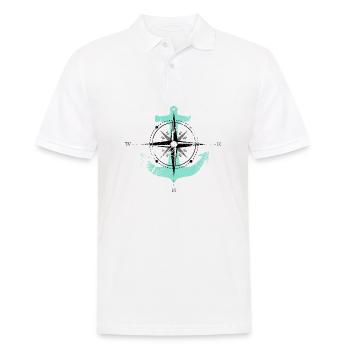 Boussole Ancre Boussole Maritime motif turquoise - Polo Homme - blanc - Devant - Kai (181cm)
