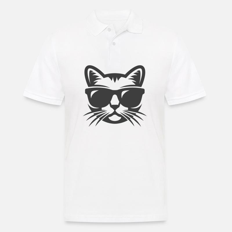 Cool Cat - Männer Poloshirt - Weiß