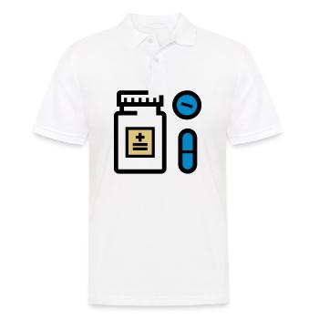 Pillen, Medikamente, Medizin, Drogen, Pillendose - Männer Poloshirt - Weiß - Vorne - Kai (181cm)