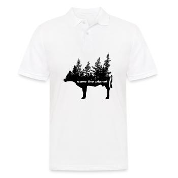 Save the Planet - Vegan Umweltschutz Kuhwald - Männer Poloshirt - Weiß - Vorne - Kai (181cm)