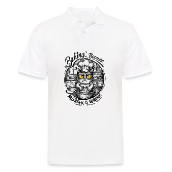 Funny Cat Baking Because Murder Is Wrong - Men's Polo Shirt - white - Front - Kai (181cm)