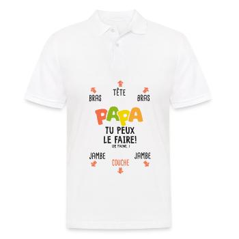papa tu peux le faire naissance bébé - Polo Homme - blanc - Devant - Kai (181cm)