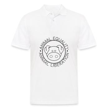 ÉGALITÉ ANIMALE LIBÉRATION ANIMALE - Polo Homme - blanc - Devant - Kai (181cm)