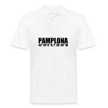 Pamplona Koordinaten - Männer Poloshirt - Weiß - Vorne - Kai (181cm)
