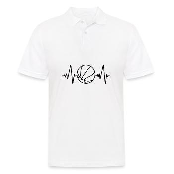 I Love Basketball - Basketball Heartbeat ECG - Men's Polo Shirt - white - Front - Kai (181cm)
