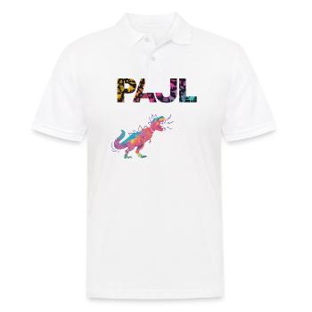 PAUL - Beautiful boy name with dinosaur - Men's Polo Shirt - white - Front - Kai (181cm)