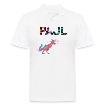 PAUL - Beautiful boy name with dinosaur - Men's Polo Shirt - white - Front - Kai (181cm)