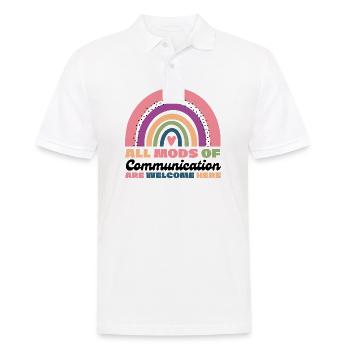 Alle Kommunikationsformen sind hier willkommen - Männer Poloshirt - Weiß - Vorne - Kai (181cm)