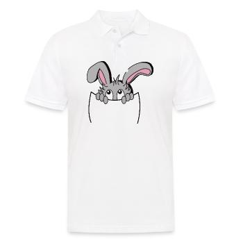 Lapin mignon dans poche, so cute! - Polo Homme - blanc - Devant - Kai (181cm)