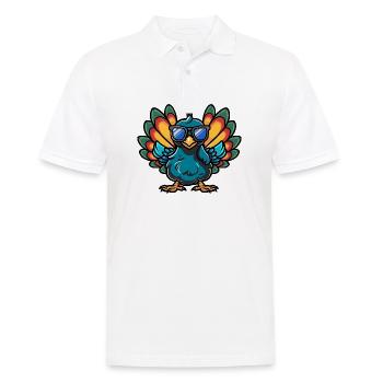 Pfau Vogel Comic Cool - Männer Poloshirt - Weiß - Vorne - Kai (181cm)