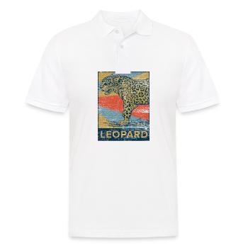 Leopard safari cat animal gift africa vintage - Men's Polo Shirt - white - Front - Kai (181cm)