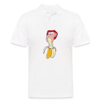 Le cadeau de banane ne fait jamais le contact visuel en mangeant - Polo Homme - blanc - Devant - Kai (181cm)