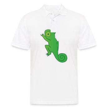 Reptil - Chamäleon - Chamäleons - Geschenk - Männer Poloshirt - Weiß - Vorne - Kai (181cm)