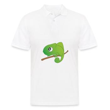 Reptil - Chamäleon - Chamäleons - Geschenk - Männer Poloshirt - Weiß - Vorne - Kai (181cm)