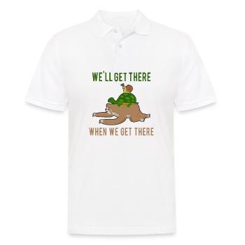 Sloth Running Team - "We'll get there" - Men's Polo Shirt - white - Front - Kai (181cm)