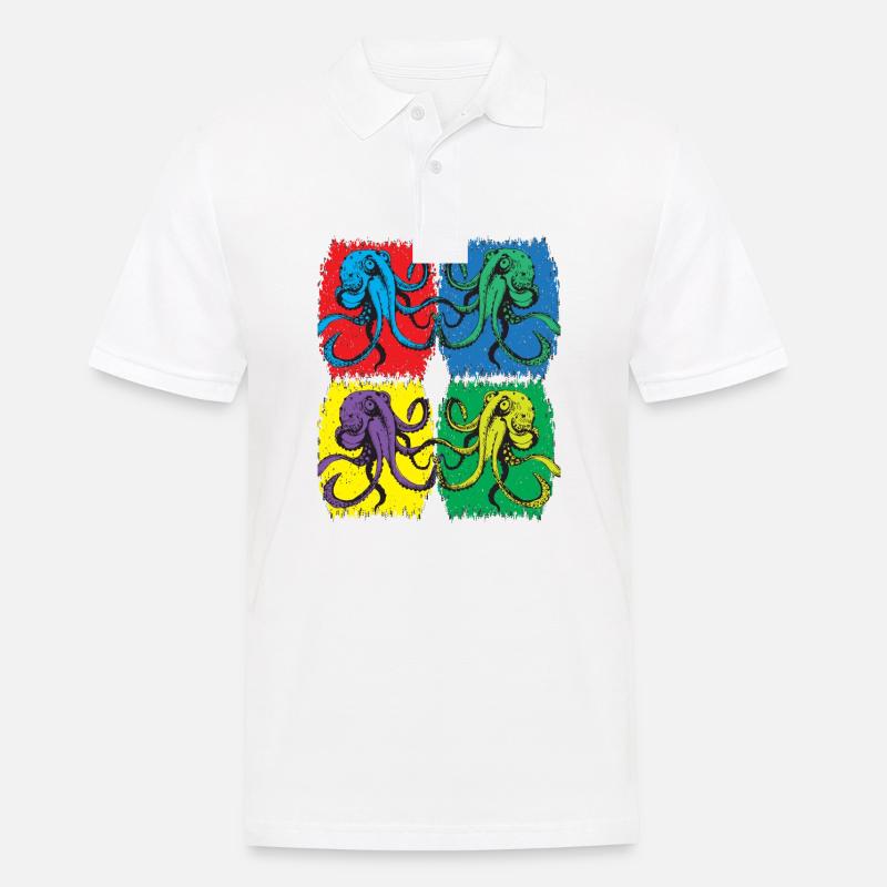 Octopus Pop Art - Männer Poloshirt - Weiß
