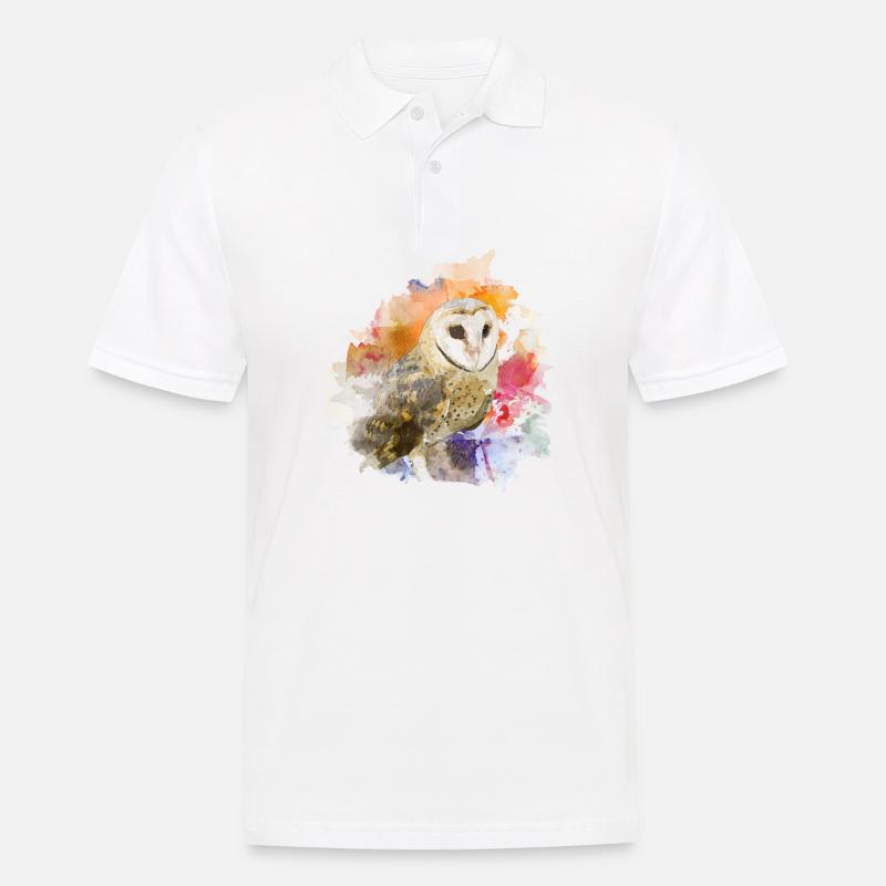 Eule - Männer Poloshirt - Weiß