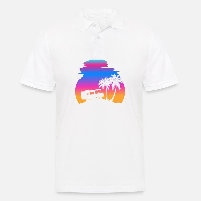 camper sunset - Männer Poloshirt - Weiß