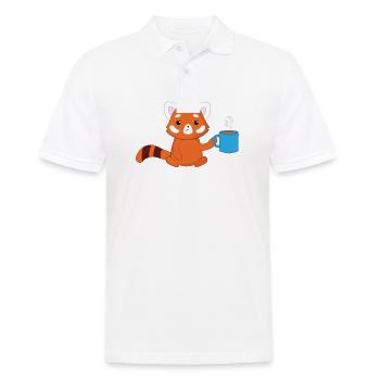 Red Panda - cat bear - coffee - morning muffle - Men's Polo Shirt - white - Front - Kai (181cm)