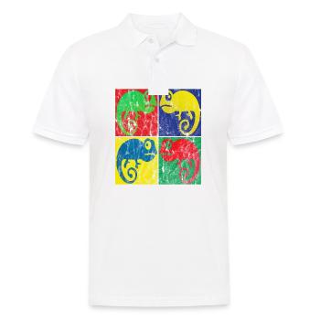 Chamäleon Pop Art - Männer Poloshirt - Weiß - Vorne - Kai (181cm)